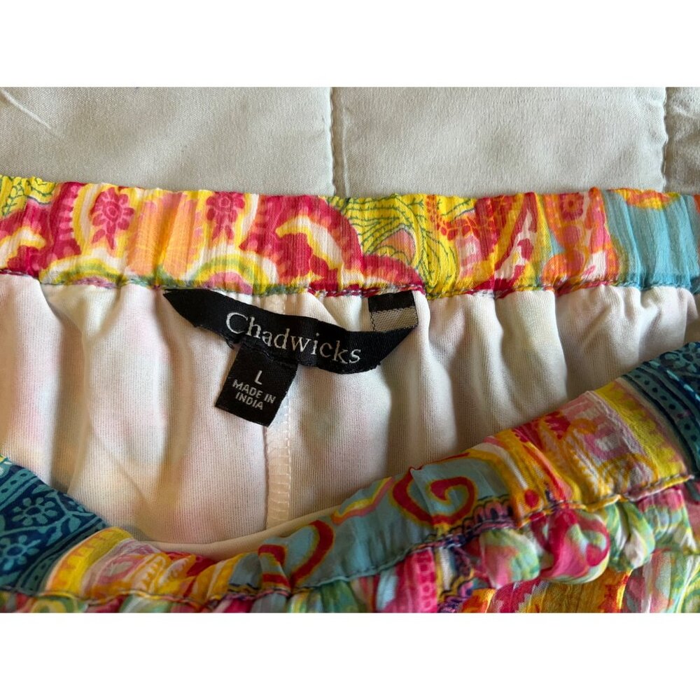 Vintage 90’s Chadwick’s Floral Maxi Skirt Sz Large Elastic Waist Sheer Cottage F - Picture 5 of 9